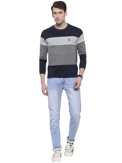 ADRO Men's Stylish Cotton Full Sleeve T-Shirt (FR3-M-4ST-NB_Navy)
