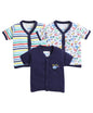 BUMZEE Regular Fit Navy & Multi Boys Half Sleeves Jablas Pack of 3 Age - 6-9 Months (Peb8213D-Nbl.Mlt)