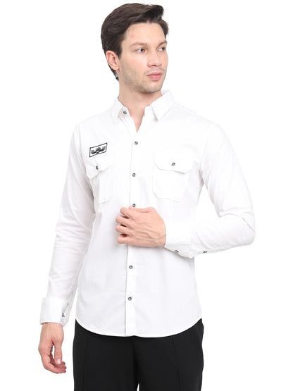 Shasmi Mens Double Pocket Cotton Shirt | Formal | Office Wear | Plain | Full Sleeve - Slim Fit Shirt for Men | Shirt for Men |
