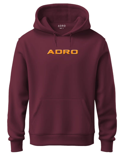 ADRO Mens Hoodies with Hail The Dragon Puff Backside Printed, 100% Cotton 340GSM. (H23-M-DRA-MR_Maroon)