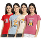 Preneum Womens Cotton Regular Fit Latest Graphic Stylish Printed Short Sleeves Casual T-Shirt || Trendy & Style (Pack 4), Ivory