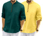 Royalscout MenS Cotton Polyester Blend Solid Regular Fit Full Sleeve Short Kurta | Ethnic, Lightweight Summer Kurta For Daily &