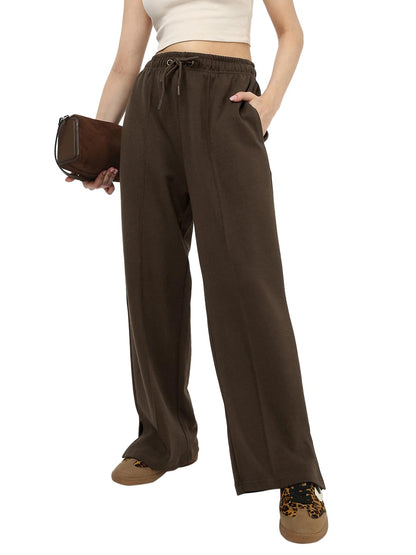 Bewakoof Womens Solid Regular Fit Cotton Blend Trackpants_677395_Brown_M