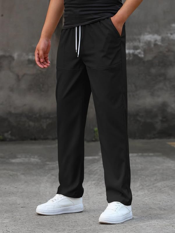 SMOWKLY Mens Poly-Lycra Premium Stretch Trackpants || Wrinkle Free, Relaxed Fit, Elastic Waist, Tapered Fit || Best for Summer