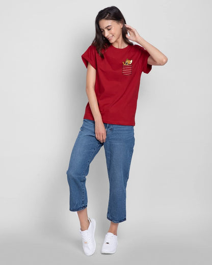 Bewakoof Womens Tom & Jerry Graphic Printed 100% Cotton T-Shirt - Boyfriend Fit, Round Neck, Half Sleeves