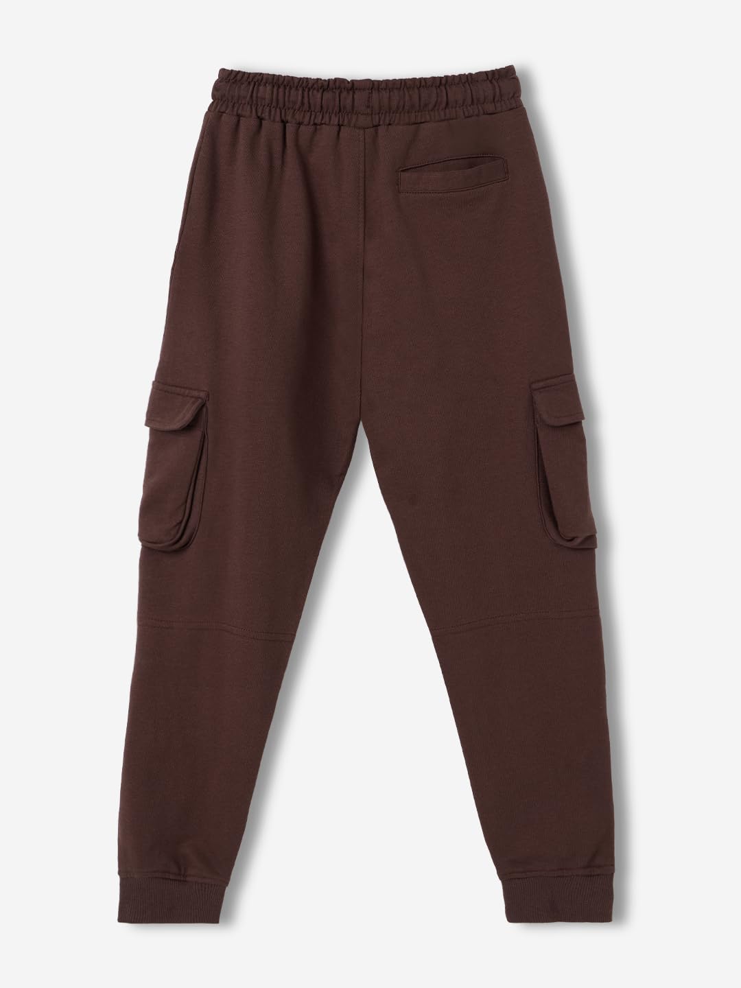 The Souled Store Solids: Choco Brown Boys Drawstringed Cotton Cargo Joggers