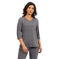 BlissClub AirMelt TM Apple Hem Tee | V-Neck | 3/4 th Sleeves | Apple Hem Bottom | Easy Drape | Weightless Fabric | Cool-to-Touch