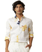 Eyebogler Men Slim Fit Floral Printed Casual Shirt White