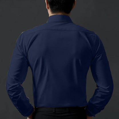 Deelmo MenS Stylish Solid Satin Casual Shirt For Men Full Sleeves| Poly Satin Silk Shirt Navy Blue