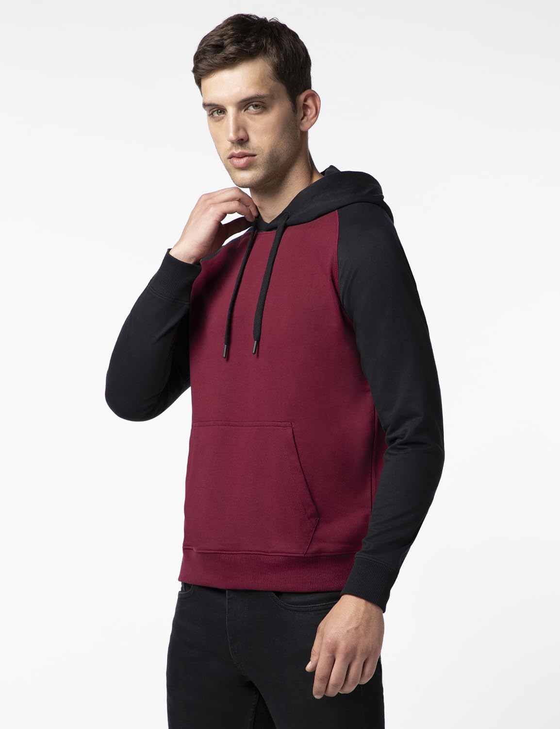FYLTR Mens Casual Colourblock Raglan Hoodie with Drawstrings - Utility Pockets | Ribbed Hem & Cuff