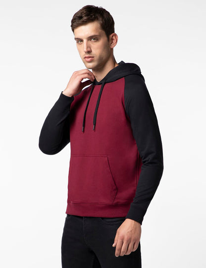 FYLTR Mens Casual Colourblock Raglan Hoodie with Drawstrings - Utility Pockets | Ribbed Hem & Cuff
