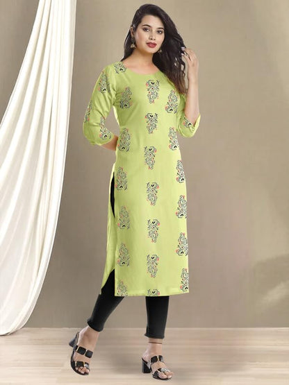 Pinkmint WomenS Cotton KurtiS L Fancy Printed Kurta L Regular Home Wear L Printed Cotton Kurti (Pack Of 1) Light Green
