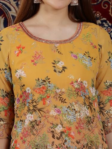 Aurelia WomenS Floral Printed Straight Kurta | Lightweight Round Neck Kurta For Women | Printed Kurta For Women | Beautiful Regu
