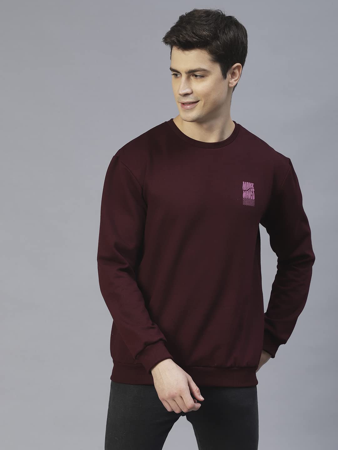 Rigo Cotton & Fleece Printed Round Neck Sweatshirt for Men | Full Sleeves Sweatshirt for Men | Casual Wear Stylish Sweatshirts f