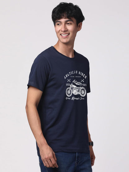 ADRO Men's Regular Fit T-Shirt (RN-M-AME-NB_Navy)
