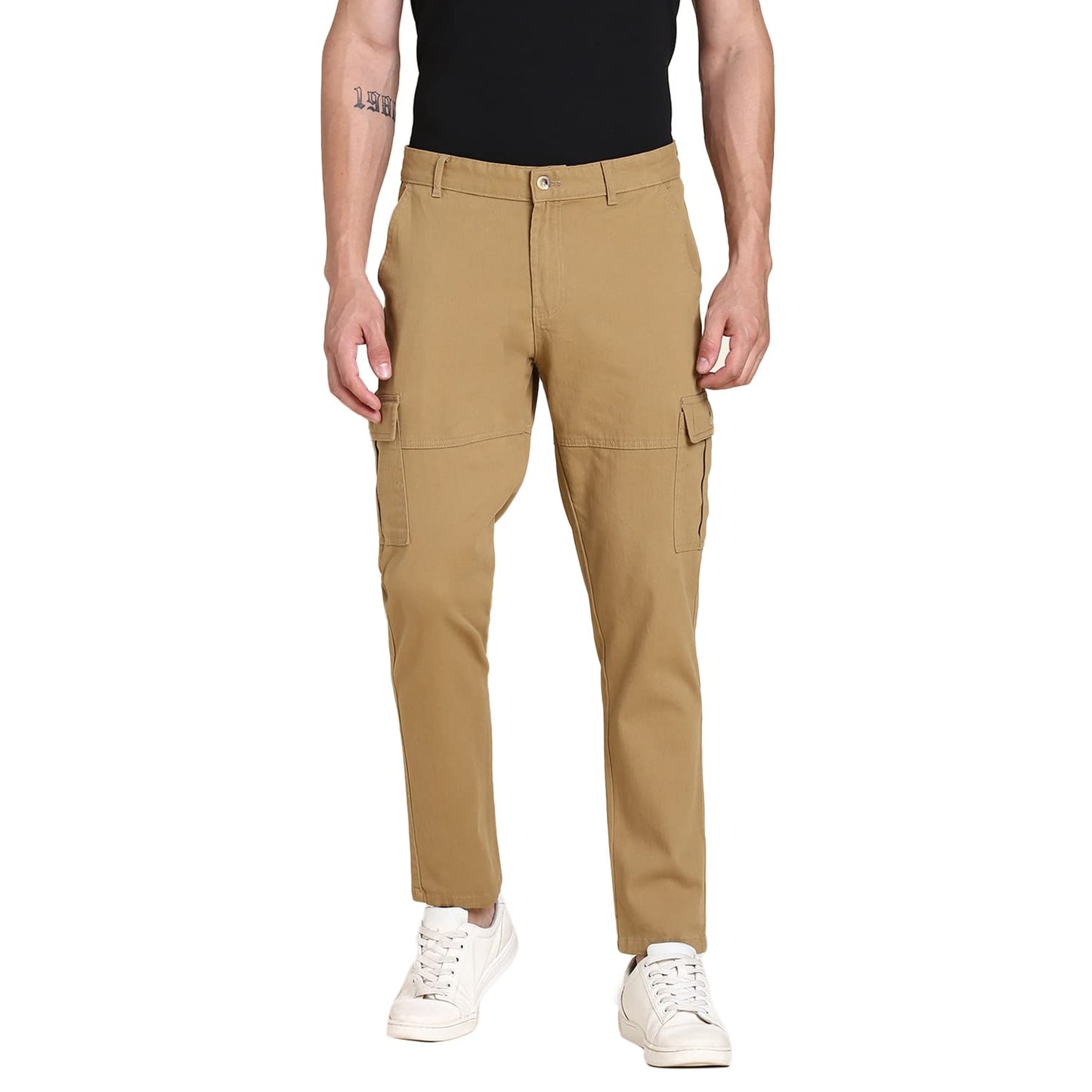 Dennis Lingo Slim Fit Khaki Solid Cargo for Men