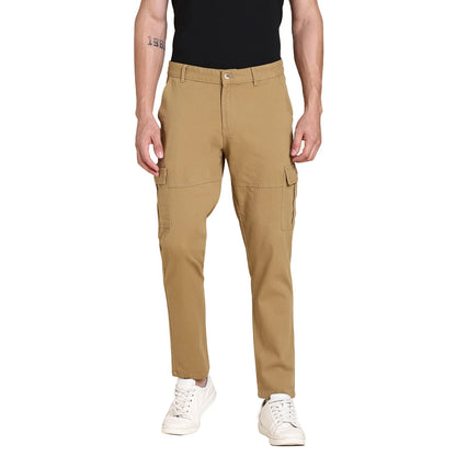 Dennis Lingo Slim Fit Khaki Solid Cargo for Men