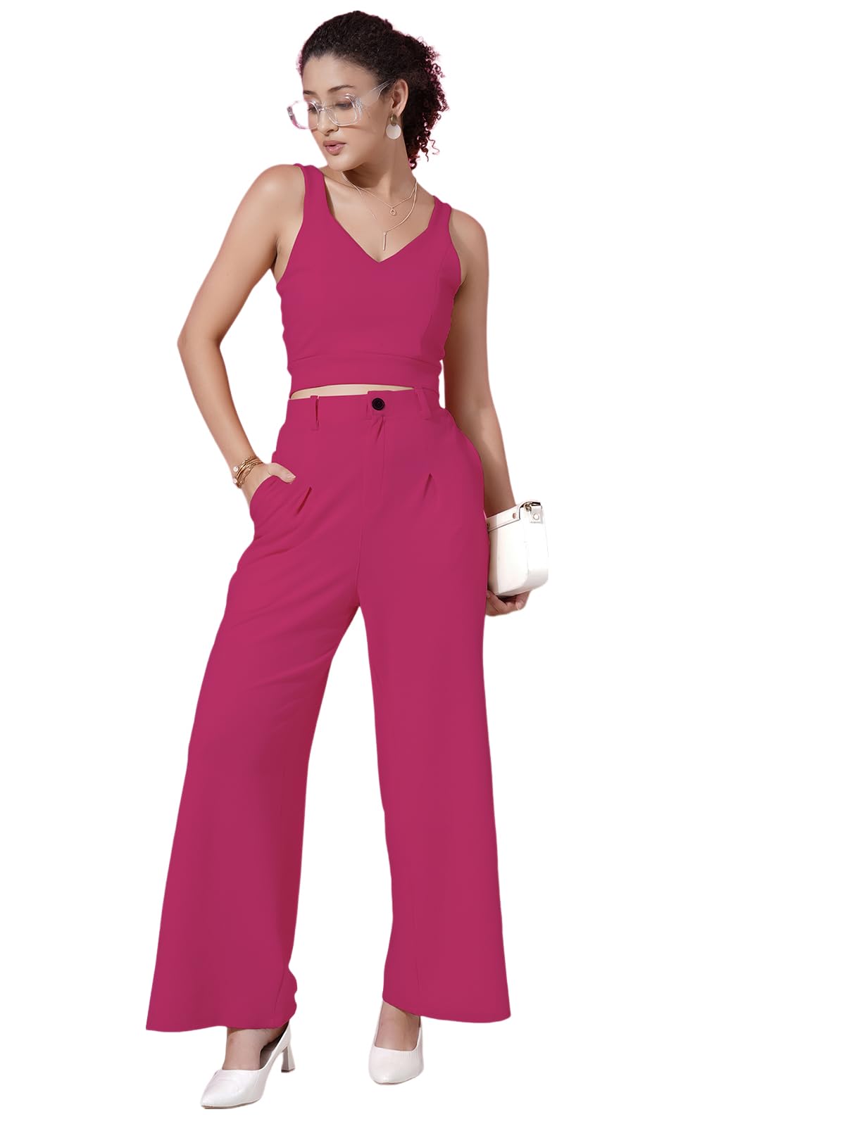 Selvia Womens Co-ords Set|Lycra Top and Trouser Set|Casual Co-ords Set for Women|Two Piece Co-ord Set|Top & Pant Set(685CTK1156