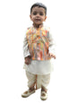 A.T.U.N. (All Things Uber Nice) Boys Off White Kurta Dhoti With Printed Nehru Jacket (3 Piece Set)