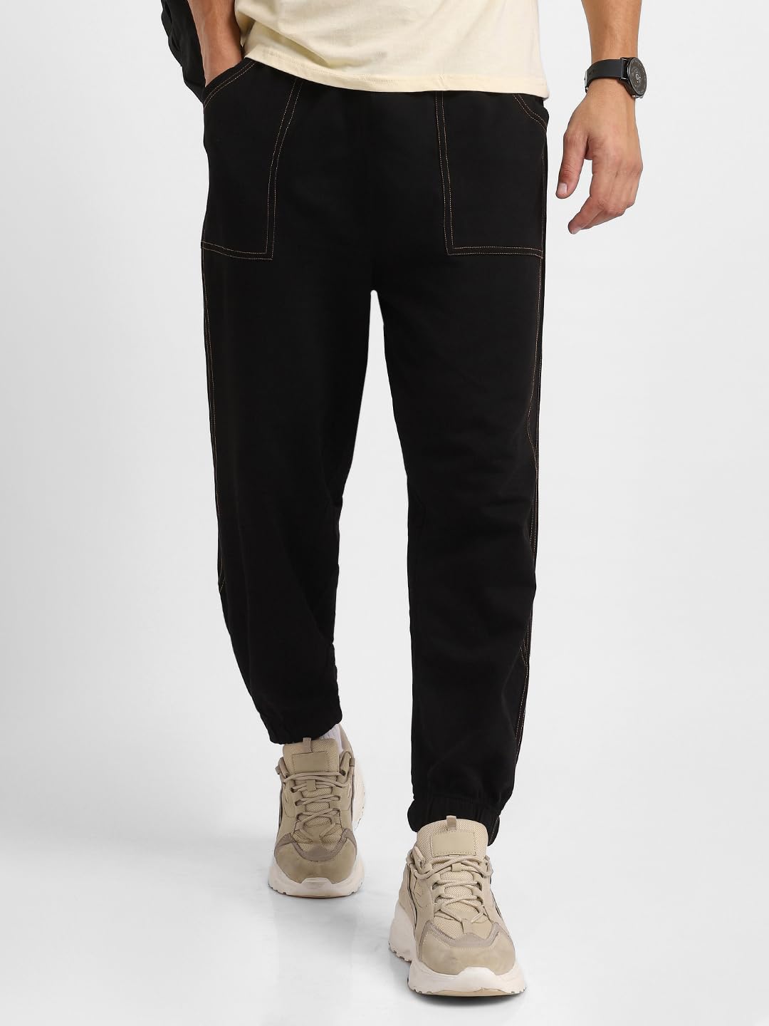 Nobero Owens Joggers MenS Solid Black Color Slim Fit Night Sleep Lounge Running Joggers Lower Wear Sweat Bottoms Track Pants Ou