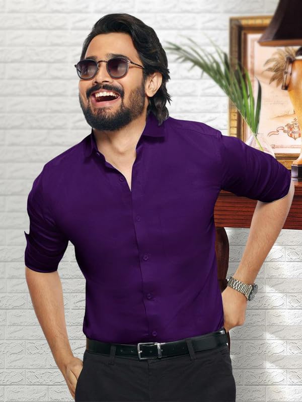 Pinkmint Shirt For Men Cotton Spraed Collar Long Sleeve Casual Shirt Formal Shirt Regular Fit Shirt