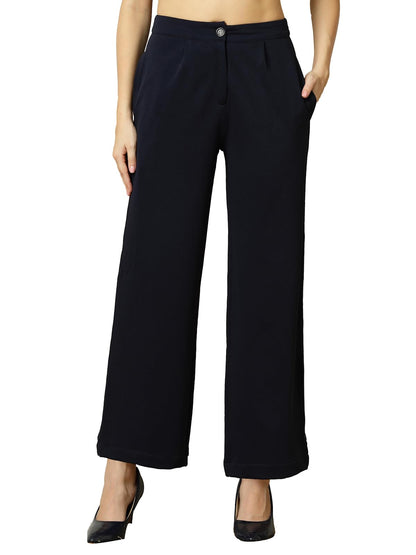 OOMPH! Womens Straight Fit Mid Rise Korean Trousers|Trouser Pants for Women|Elegant Workwear for Office, College & Events|Trous