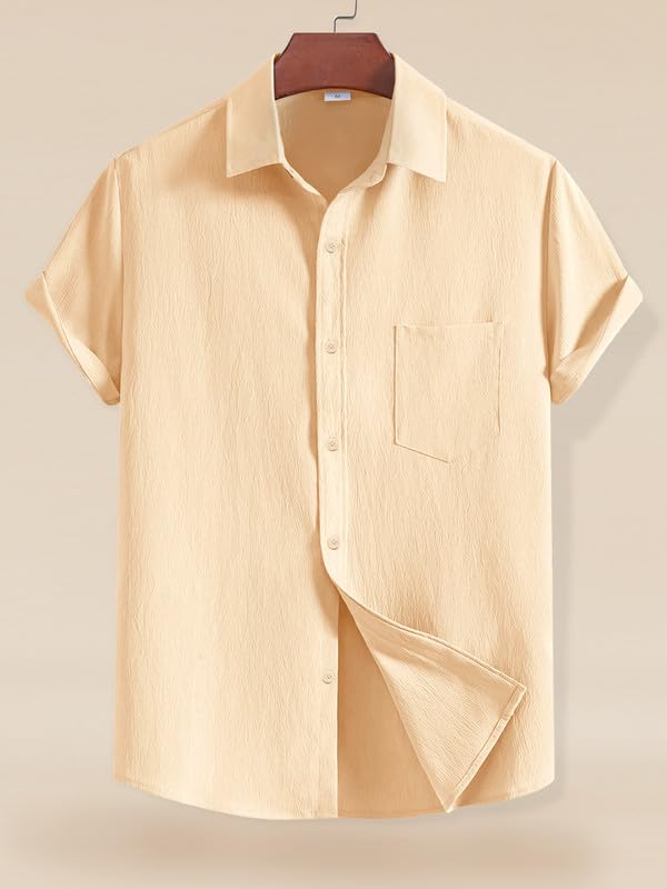 Tee Projekt Textured Shirts for Men || Casual Shirt for Men || Comfortable and Stylish for Every Wardrobe Beige