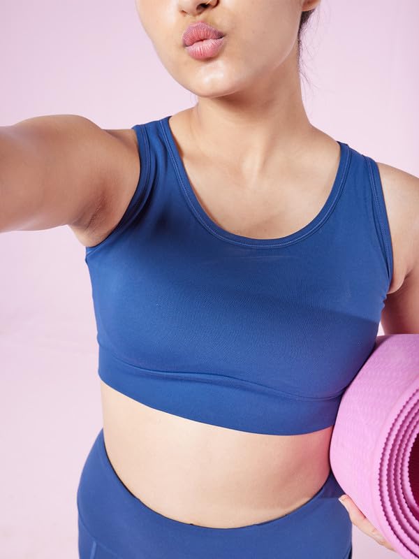 BlissClub Womens Polyester Lightly Padded Wire Free Sports, Full-Coverage Bra