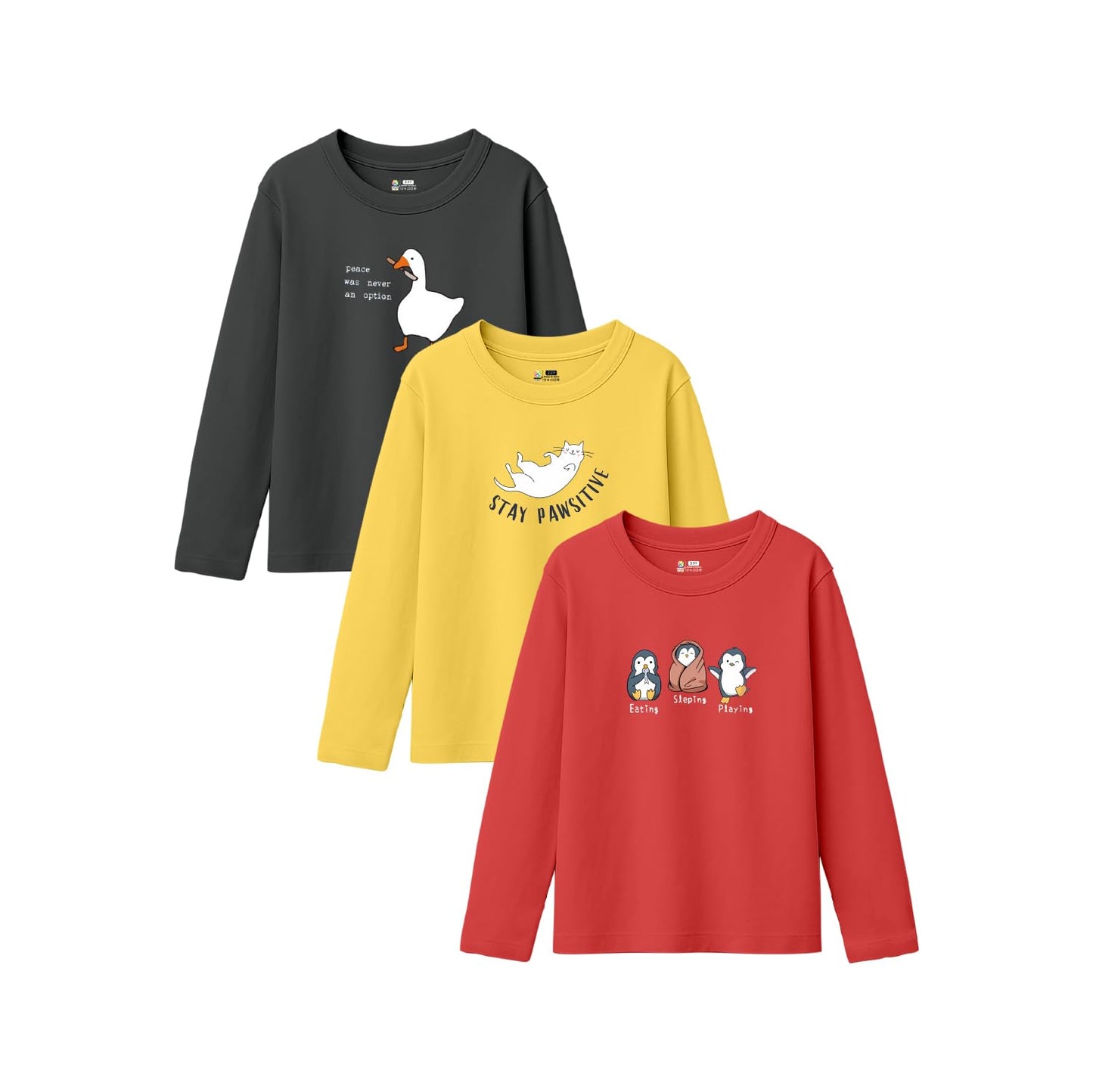 SHODOX Girls Cotton Blend Printed Regular fit Full Sleeve T-Shirt - (Pack of 3)