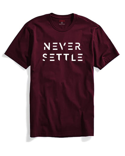 ADRO Mens Never Settle Cotton T-Shirt (RN22-03-SET-MR_Maroon)