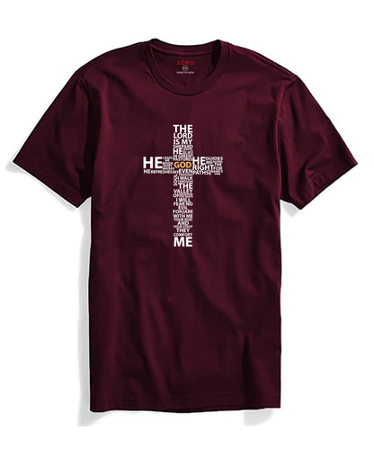 ADRO Men's God Cotton Printed Cotton T-Shirt (R21-M-GOD-MR_Maroon)