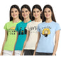 Preneum Womens Cotton Regular Fit Latest Graphic Stylish Printed Short Sleeves Casual T-Shirt || Latest Trendy & Style (Pack 4)