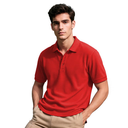 Nobero MenS Solid Regular Fit Polo Shirt (1M-Twpo-R0002-Bl_Poppy Red