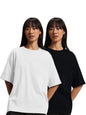 JUNEBERRY Pure Cotton Drop Shoulder Oversized Baggy Fit Half Sleeve Plain Solid Round Neck Multicolor T-Shirt for Women & Girls