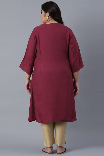 W for Woman Women's Rayon Regular Fit A-Line Kurta with Embroidery