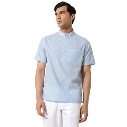 Fabindia MenS Solid Relaxed Fit Shirt (2123224Skyblue_Sky Blue