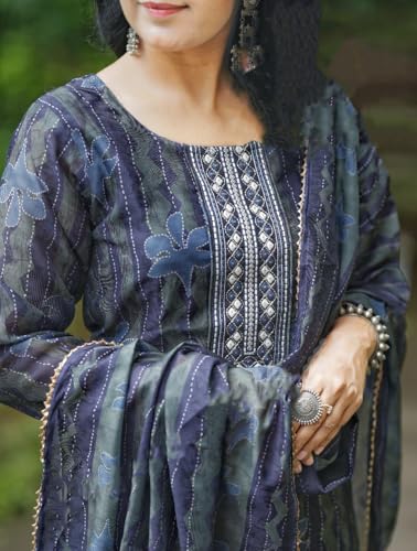 Alvami Womens Viscose Straight Kurta Set (Harshita_Blue02
