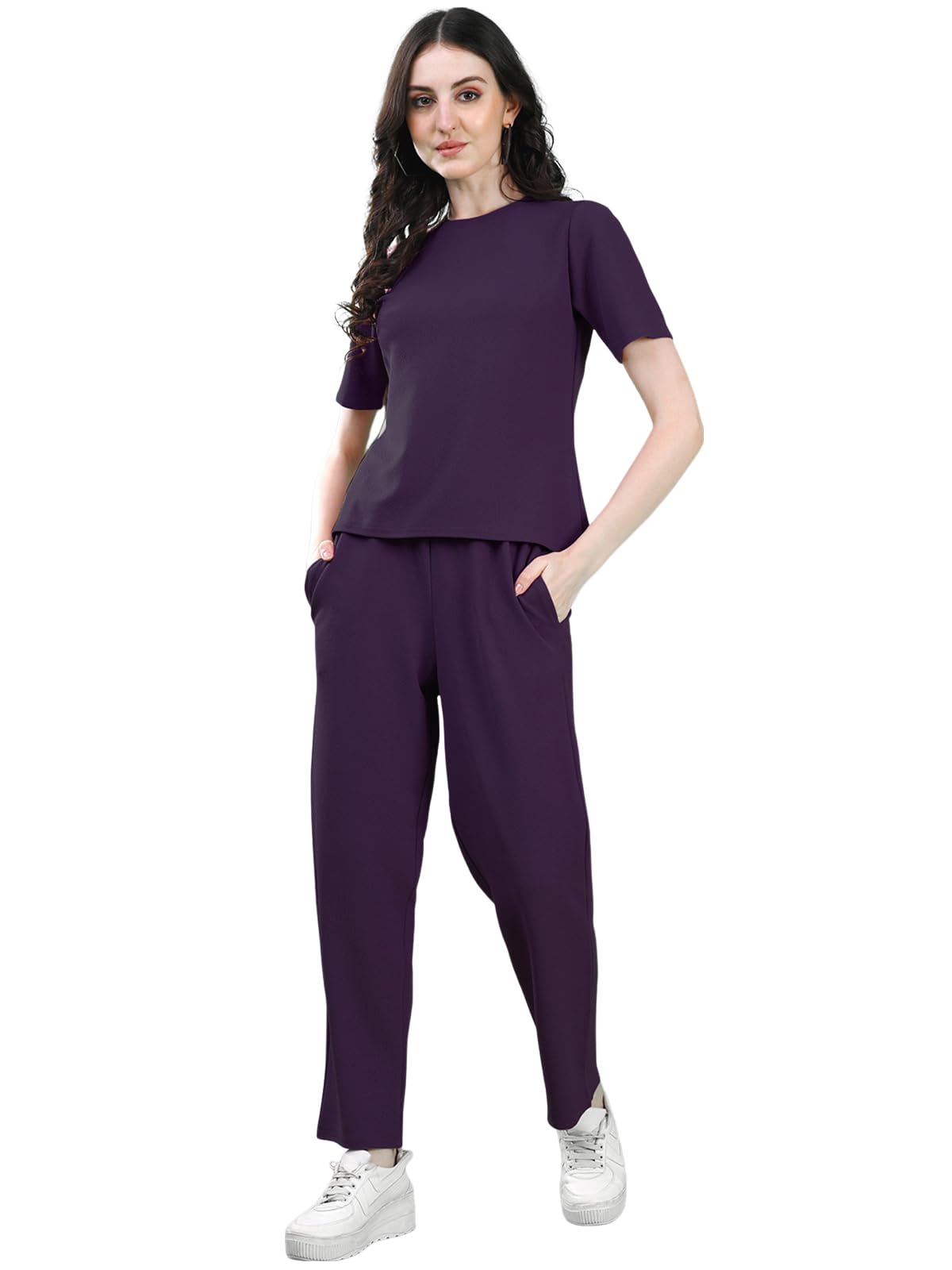 Selvia Womens Co-ords Set|Lycra Top and Trouser Set|Casual Co-ords Set for Women|Two Piece Co-ord Set|Top & Pant Set(707CTK1166