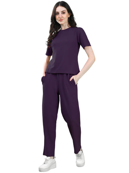 Selvia Womens Co-ords Set|Lycra Top and Trouser Set|Casual Co-ords Set for Women|Two Piece Co-ord Set|Top & Pant Set(707CTK1166