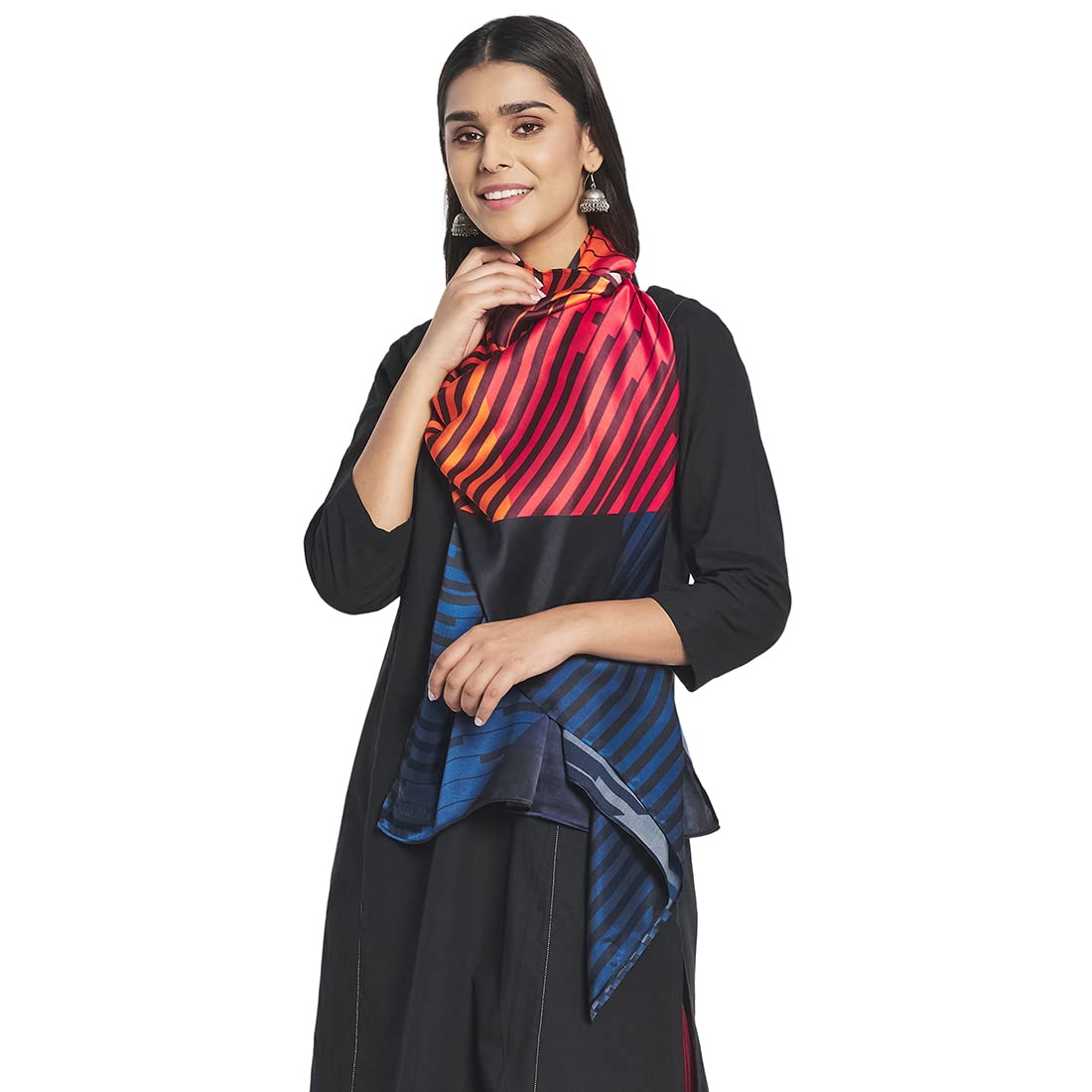 Fabindia Women Silk Printed Stole Purple_FREESIZE