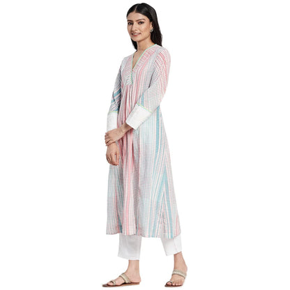 Fabindia Women Hand Block Printed 2 Piece Kurta Set Cotton_ Multicolour