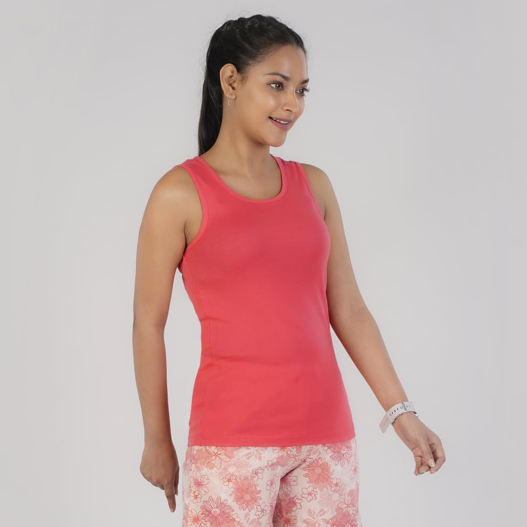 Rupa Colors Playsure Solid 100% Combed Cotton Rib Fabric, Womens Tank Top, Sleeveless Pack of 1