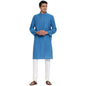Fabindia Men Cotton Long Kurta Comfort Fit Blue_Xs