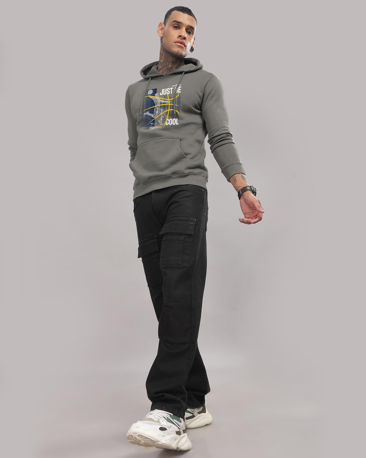 ADRO Basketball Design Hoodie for Men, 320 GSM Soft Cotton Hoodies, Long Lasting Printed Hoodie | Mens Hoodies | Sweatshirt for