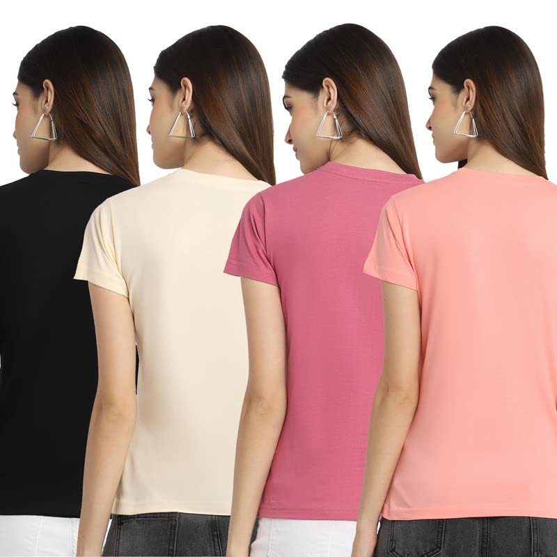 Preneum Womens Cotton Regular Fit Latest Graphic Stylish Printed Short Sleeves Casual T-Shirt || Trendy Designs & Stylish (Pack