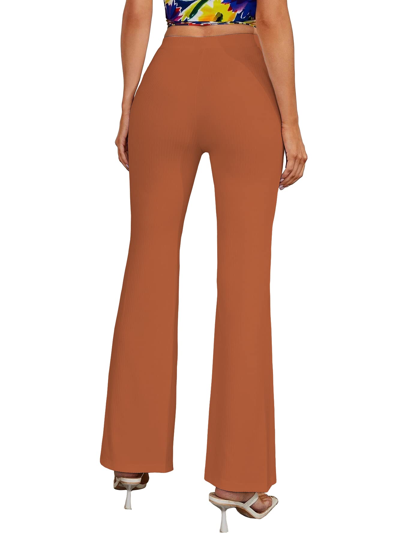 Shasmi Rust Womens Yoga Dress Pants Stretchy Work Slacks Business Casual Office Bell-Bottom/Boot-Cut Elastic Waist Regular Fit