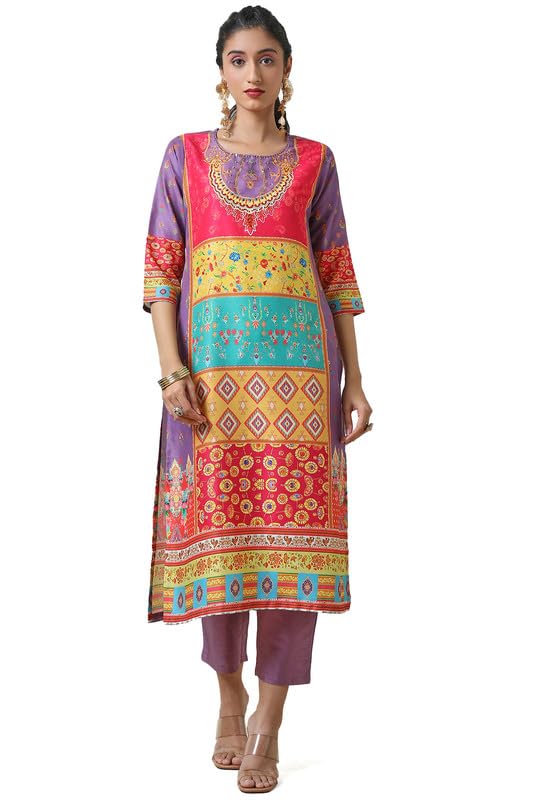 Soch WomenS Poly Muslin Kurta Set (Ewa4Ks10423A_Purple