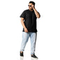 Bewakoof Mens Solid Black Round Neck Half Sleeve Oversized T-Shirt