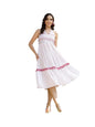 Stylum Womens Solid & Embroidered Italian Crepe Flared Dress White
