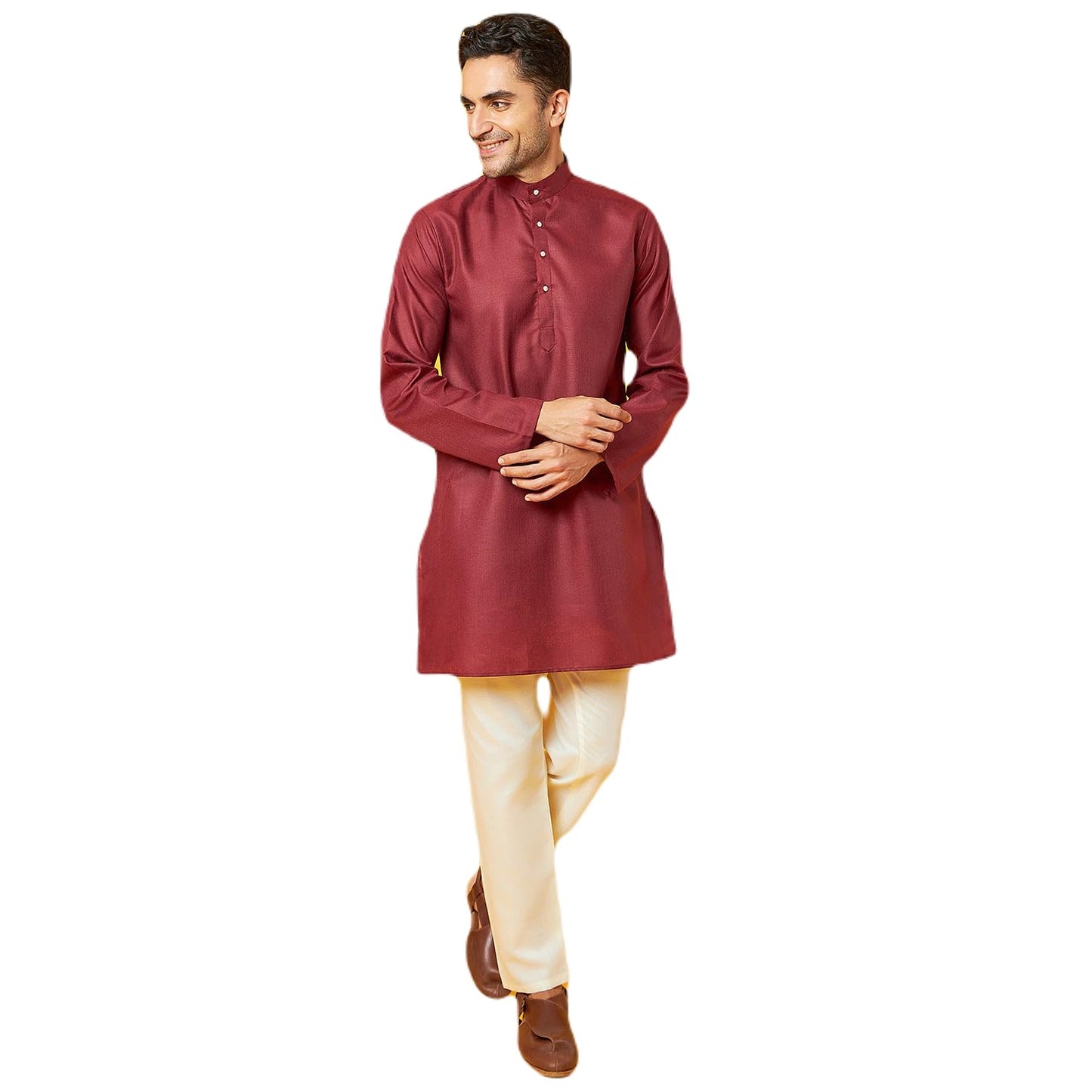 Bon Organik Marron Kurta Pajama Set For Men